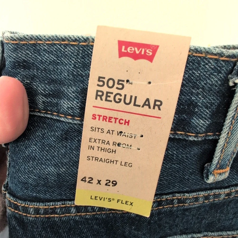 NWT Levis 505 Regular‎ Fit Straight Leg Denim Mens Jeans 42x29 40x29 Dark Wash
